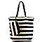 62335-LP Striped Print Woven Reversible Tote