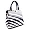 Professional Style Striped Design V-Shaped Metal Tote