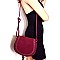 62467B-LP Felt-Suede Flap Woven Detail Bohemian Saddle Bag