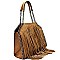 62589-LP Chain Accent Fringed 2-Way Tote