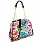 2-Way Graffiti Effect Chevron Quilted Tote Shoulder Bag
