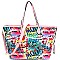 2-Way Graffiti Effect Oversized Weekender Tote