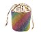 RAINBOW COLORED CYLINDER SHAPE RHINESTONE CROSSBODY BAG