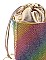RAINBOW COLORED CYLINDER SHAPE RHINESTONE CROSSBODY BAG