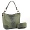 2-in-1 Ostrich Croc Bucket Bag