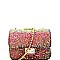 66706-LP Multi-Color Glitter Turn-Lock Crossbody Shoulder Bag