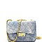 66966-LP Quilted Denim Turn-Lock Cross-body Shoulder Bag