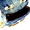 66966-LP Quilted Denim Turn-Lock Cross-body Shoulder Bag