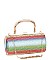 RHINESTONE Rainbow Print Cylinder Box Clutch