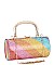 RHINESTONE Rainbow Print Cylinder Box Clutch