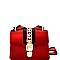 7001-LP Chain Accent Center Striped Matte Jelly Shoulder Bag