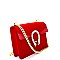 7016-LP Horseshoe Accent Faux-Velvet Layered Jelly Shoulder Bag