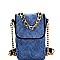 7049B -LP Chain Accent Quilted Denim Cellphone Holder