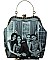 The Obamas Fashion Magazine Print Patent Faux Leather Handbag With Gold Embellishments JP7211