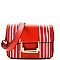 Stylish Hardware Hook Vertically Striped Chic Messenger Bag