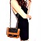 Faux-Fur Detail Tweed Turn-lock Flap Shoulder Bag MH-7689D