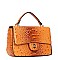 Crocodile Top-Handle Medium Flap Shoulder Bag Wallet Set