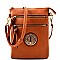 Elaborate Emblem Style Multi-Pocket Cross Body Bag