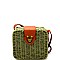 Woven Bamboo Push-Lock Boxy Crossbody Shoulder Bag MH-PPC5926