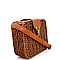 8033P-LP Woven Bamboo Push-Lock Boxy Crossbody Shoulder Bag