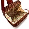 8033P-LP Woven Bamboo Push-Lock Boxy Crossbody Shoulder Bag