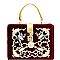 P8860-100-LP Rhinestone and Hardware Embellished Turn-lock Dressy Velvet Boxy Satchel