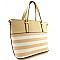 Striped Print Faux-leather Tote