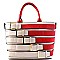 Two Tone Belt Accent  Tote
