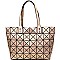 81017B-LP Matte Geometry Patchwork Light-weight Shopper Tote