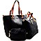 Contrasting Color Interior 3 Piece Set Fashion Tote