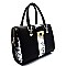 81391-LP Snake Trim Saffano Turn-lock Accent Boston Satchel