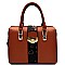 81391-LP Snake Trim Saffano Turn-lock Accent Boston Satchel