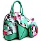 Flower Print 3-Pieces Set Dome Satchel - 3 IN ONE