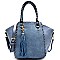 81243-LP Tassel Accent Whipstitched Tall Tote