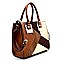 81317-LP Multi Patchwork Accented Medium Size Satchel