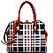 Plaid Print Jewel-top Metal Frame Satchel