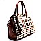 Plaid Print Jewel-top Metal Frame Satchel