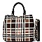 [S]81426-LP Plaid Print Classic Satchel SET