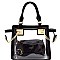 81472-LP Chained Hardware Accent Clear 2 in 1 Wing Satchel