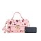 2- in-1 Oval Chery Print Monogram Satchel Set + KeyChain Charming & Wallet