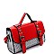 Plaid Print Belted Medium Flap Satchel Shoulder Bag MH-8512C