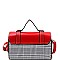 Plaid Print Belted Medium Flap Satchel Shoulder Bag MH-8512C