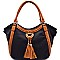 87006-LP Tassel Accent Two-Tone Tote