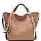 87064-LP Tassel Accent Whip stitched Over-sized Satchel