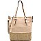 87086-LP Snake Print Embossed Two-Tone Tall Tote