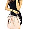 87136-LP Chain Drawstring Chevron Quilted Bucket Hobo