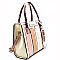 87218-LP Tassel Accent Geometric Color Block Satchel