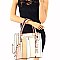 87218-LP Tassel Accent Geometric Color Block Satchel