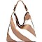 87252-LP Diagonal Stripe Print 2 Way Hobo