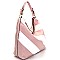 87252-LP Diagonal Stripe Print 2 Way Hobo